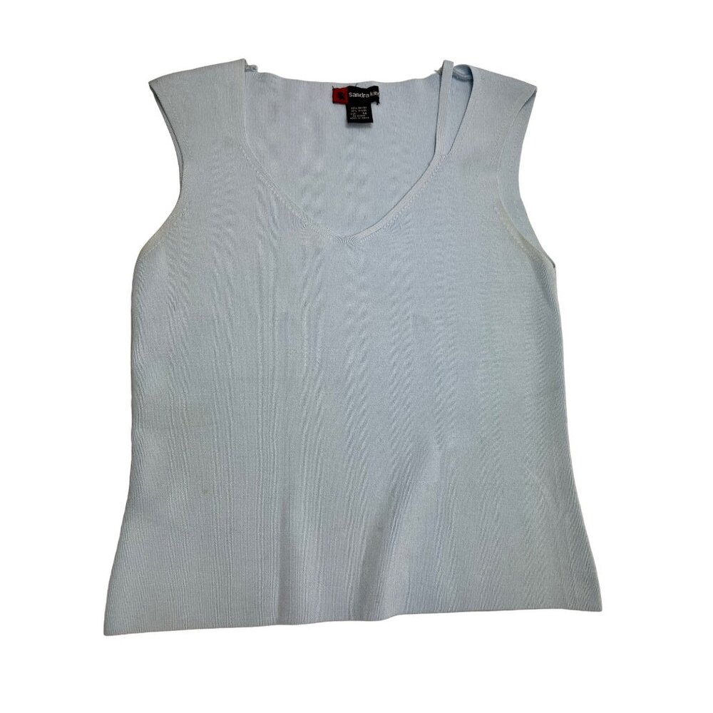 Sandra King Medium Light Blue Sleeveless Sweater Vest 55i
